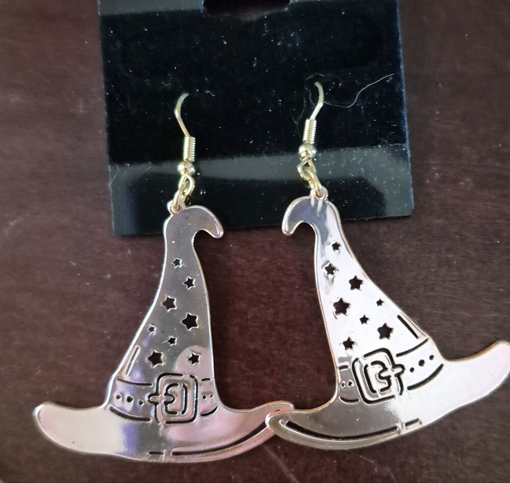 Rose Pink Witch Hat Dangle Earrings - Women Accessories